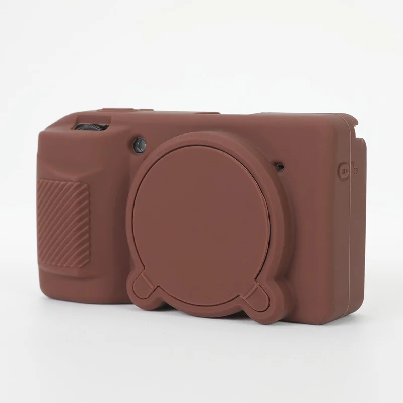 Silicone Case for Ricoh GR IV Camera Anti-Slip Soft TPU Protective Cover with Lens Cap - Brown