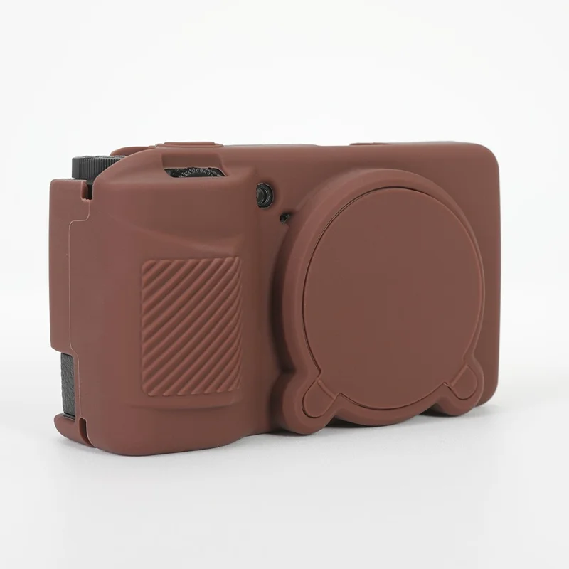 Silicone Case for Ricoh GR IV Camera Anti-Slip Soft TPU Protective Cover with Lens Cap - Brown