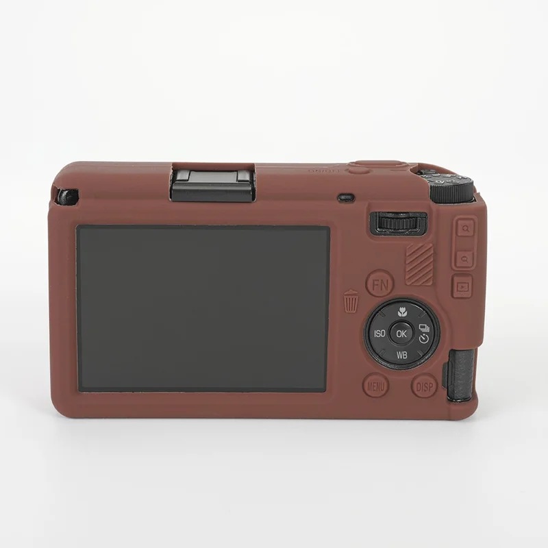 Silicone Case for Ricoh GR IV Camera Anti-Slip Soft TPU Protective Cover with Lens Cap - Brown