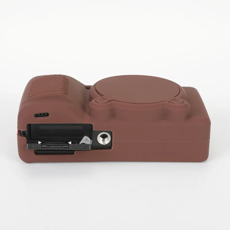 Silicone Case for Ricoh GR IV Camera Anti-Slip Soft TPU Protective Cover with Lens Cap - Brown