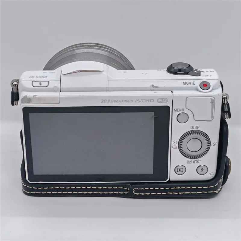 Полуоболочка для камеры из искусственной кожи для Sony A5000 / A5100, черная защитная накладка с открытым низом для доступа к батарейному отсеку