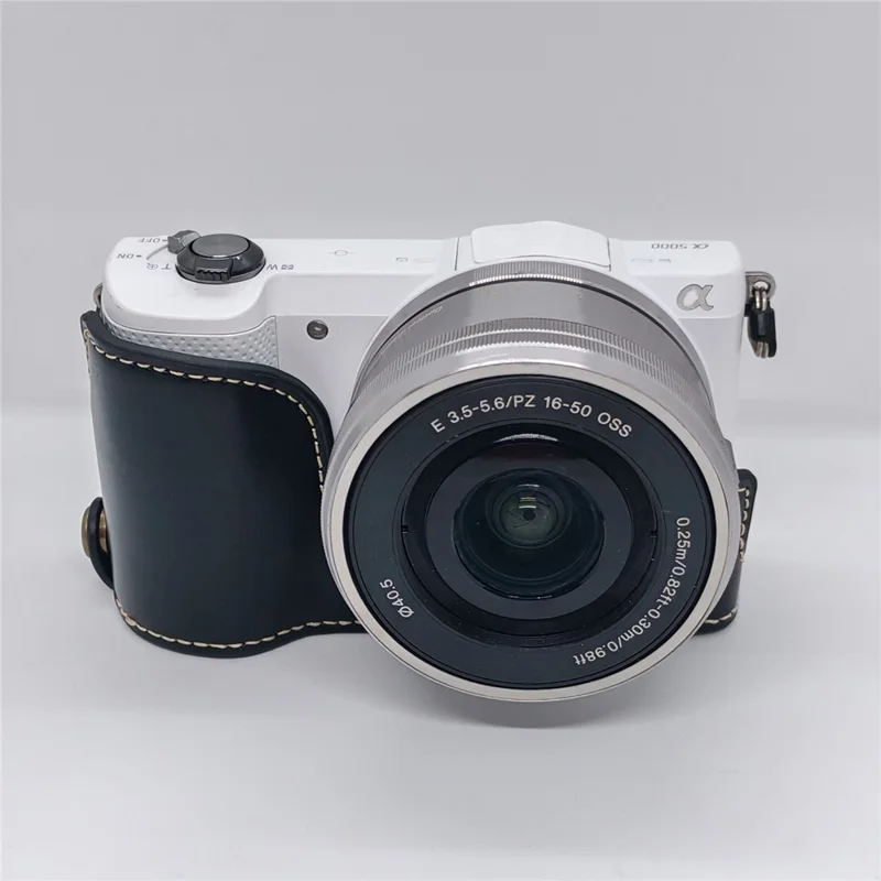 Полуоболочка для камеры из искусственной кожи для Sony A5000 / A5100, черная защитная накладка с открытым низом для доступа к батарейному отсеку