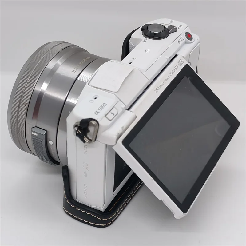 Полуоболочка для камеры из искусственной кожи для Sony A5000 / A5100, черная защитная накладка с открытым низом для доступа к батарейному отсеку