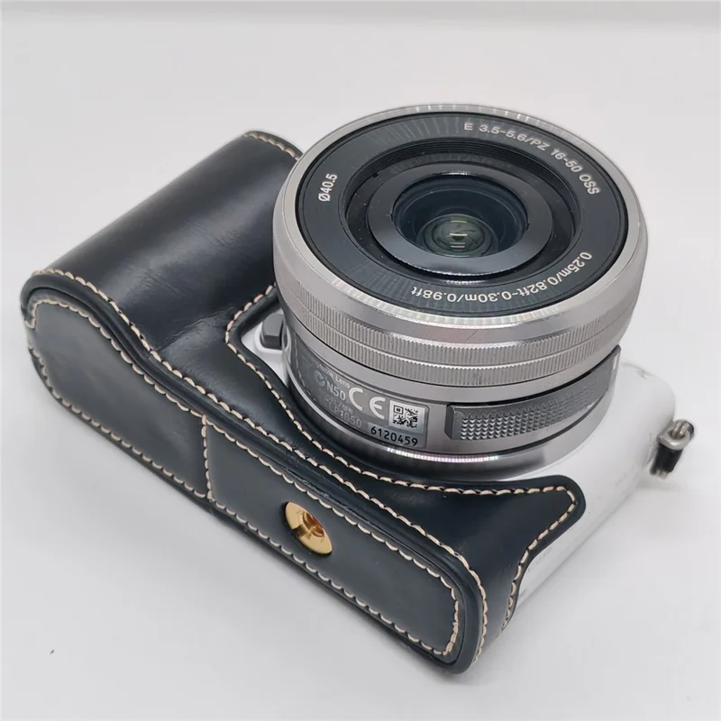Полуоболочка для камеры из искусственной кожи для Sony A5000 / A5100, черная защитная накладка с открытым низом для доступа к батарейному отсеку