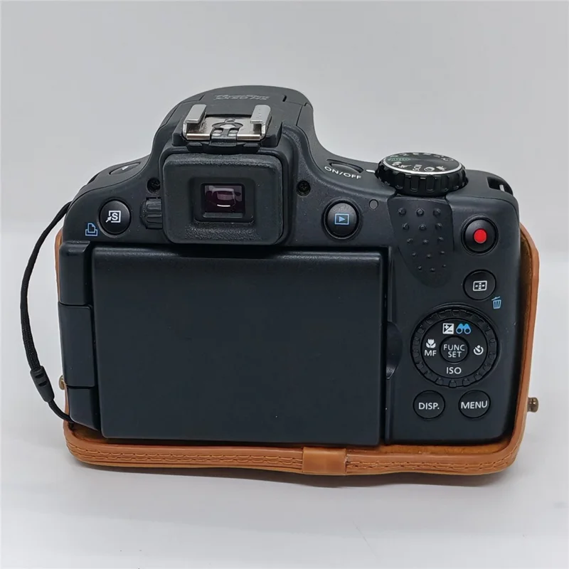 For Canon SX50 HS Kameraetui i PU-læder, retrostil, beskyttende dæksel med skulderrem – Kaffe