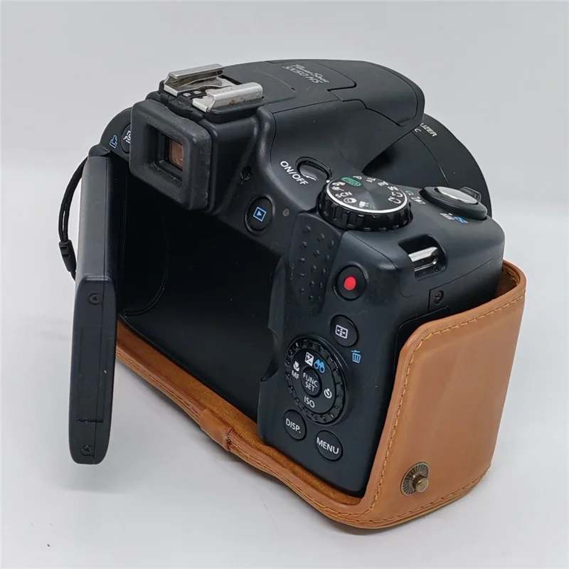 For Canon SX50 HS Kameraetui i PU-læder, retrostil, beskyttende dæksel med skulderrem – Kaffe
