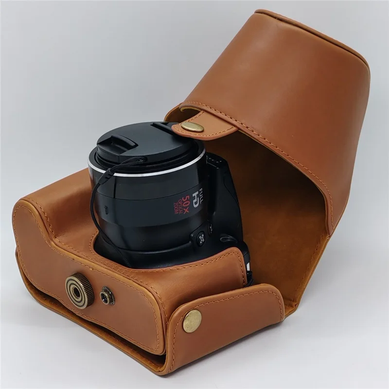 For Canon SX50 HS Kameraetui i PU-læder, retrostil, beskyttende dæksel med skulderrem – Kaffe