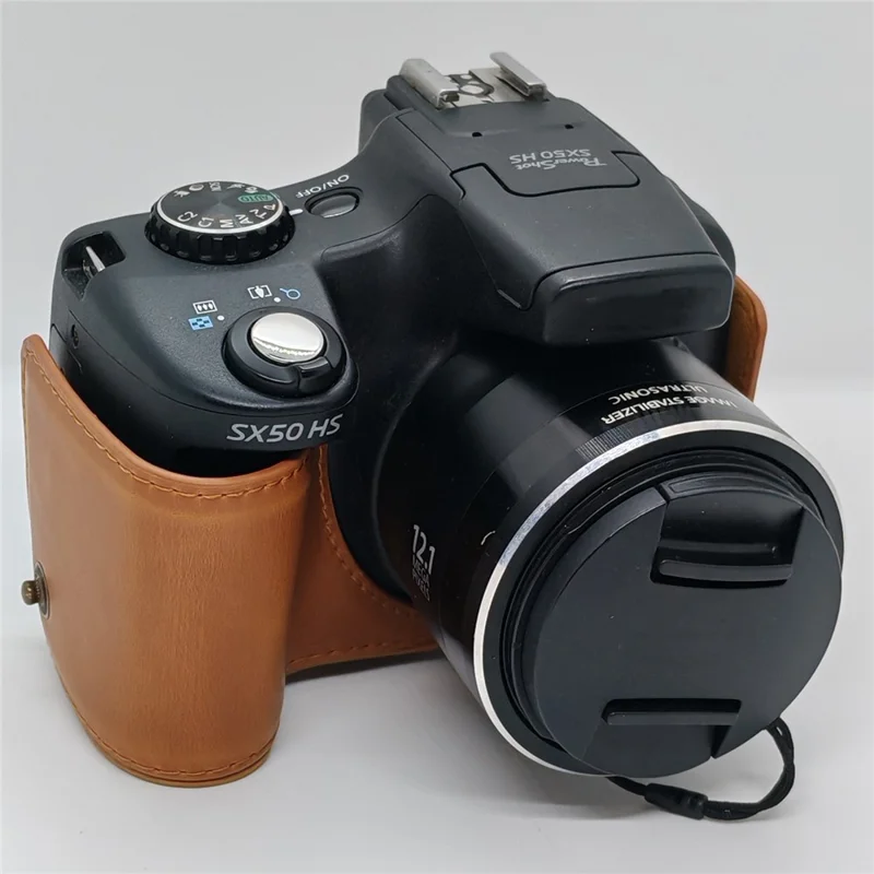 For Canon SX50 HS Kameraetui i PU-læder, retrostil, beskyttende dæksel med skulderrem – Kaffe