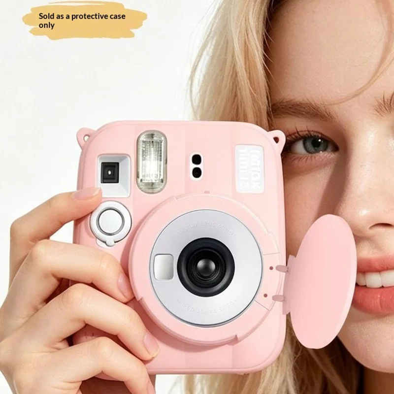 Silicone Case for Fujifilm Instax Mini 13 Shockproof Full Protection Camera Cover with Removable Lens Cap - Pink