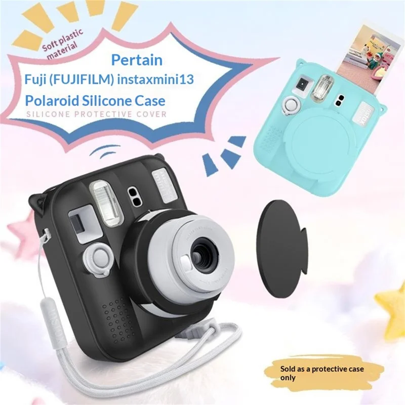 Silicone Case for Fujifilm Instax Mini 13 Shockproof Full Protection Camera Cover with Removable Lens Cap - Pink