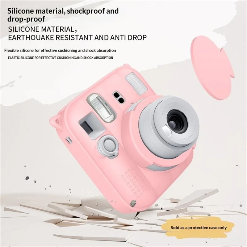 Silicone Case for Fujifilm Instax Mini 13 Shockproof Full Protection Camera Cover with Removable Lens Cap - Pink