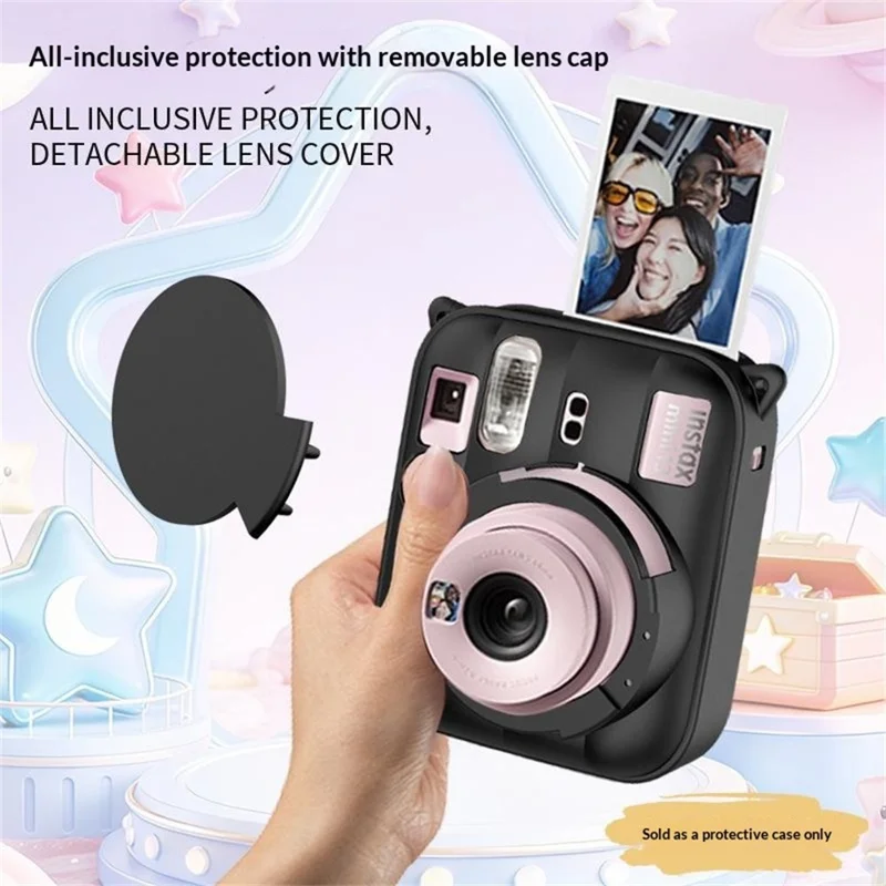 Silicone Case for Fujifilm Instax Mini 13 Shockproof Full Protection Camera Cover with Removable Lens Cap - Pink