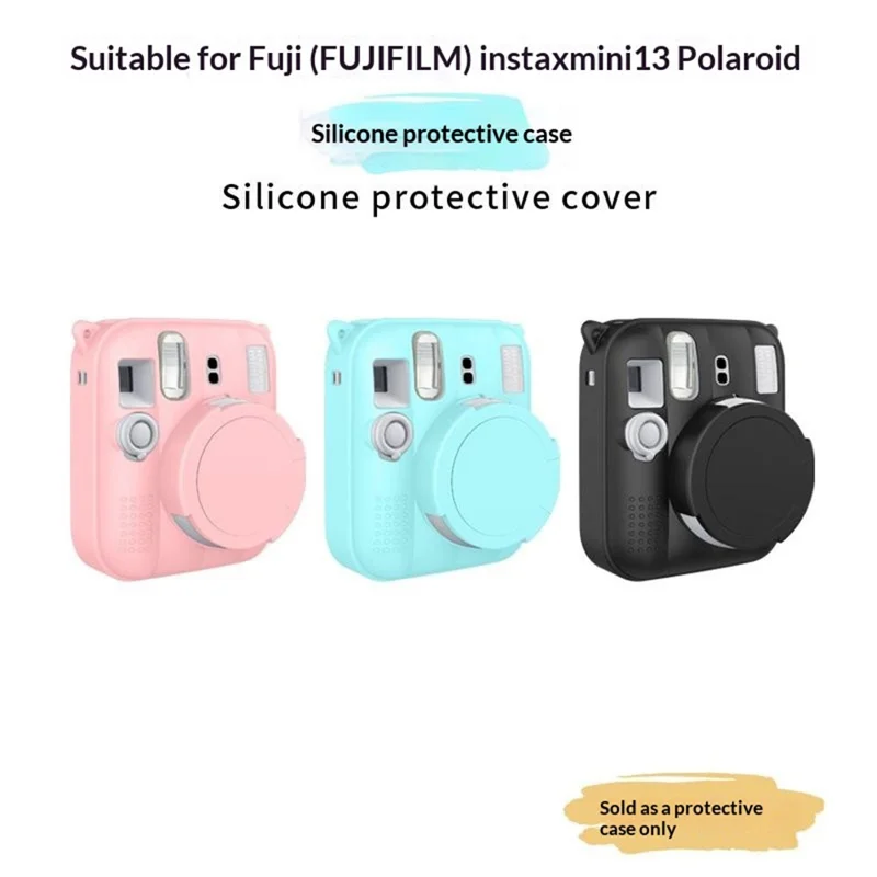 Silicone Case for Fujifilm Instax Mini 13 Shockproof Full Protection Camera Cover with Removable Lens Cap - Pink