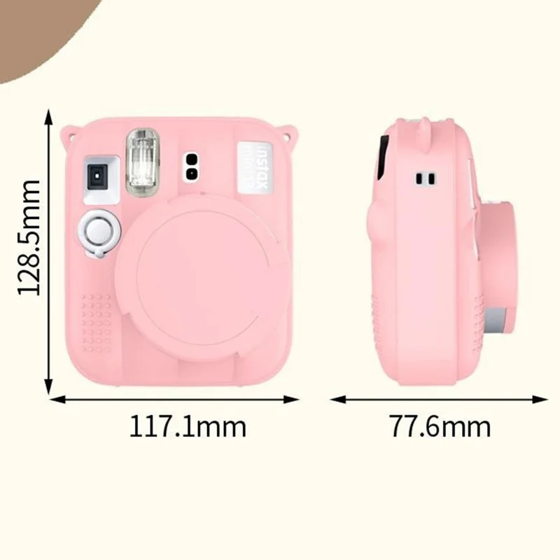 Silicone Case for Fujifilm Instax Mini 13 Shockproof Full Protection Camera Cover with Removable Lens Cap - Pink