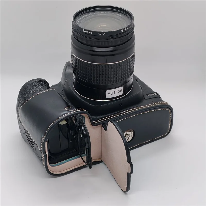 Half Case for Canon EOS 5D Mark II  /  Mark III  /  Mark IV Detachable Battery Design PU Leather Camera Grip Cover - Black