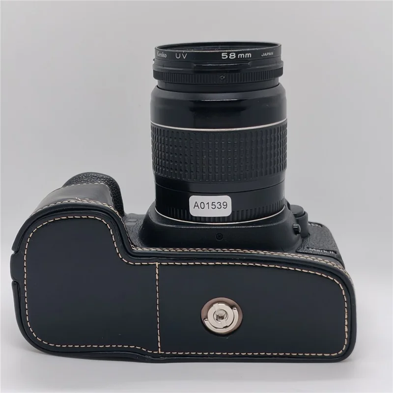 Half Case for Canon EOS 5D Mark II  /  Mark III  /  Mark IV Detachable Battery Design PU Leather Camera Grip Cover with Wrist Strap - Black