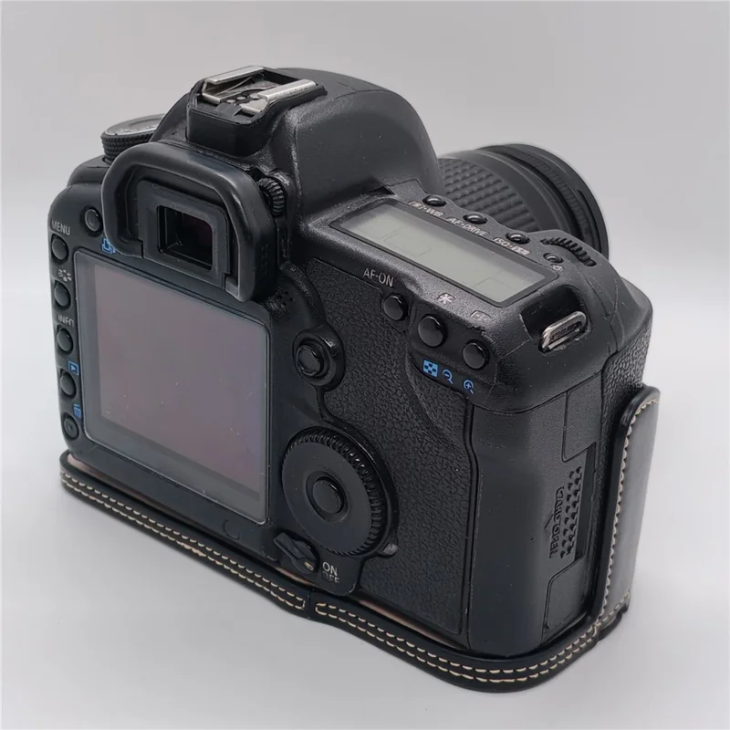 Half Case for Canon EOS 5D Mark II  /  Mark III  /  Mark IV Detachable Battery Design PU Leather Camera Grip Cover with Wrist Strap - Black