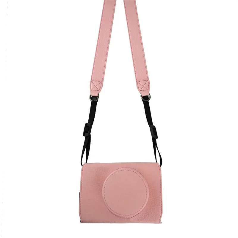 Voor Fujifilm X-E5 camerabehuizing Litchi-structuur lederen hoes met gat voor batterij en schouderriem - Roze