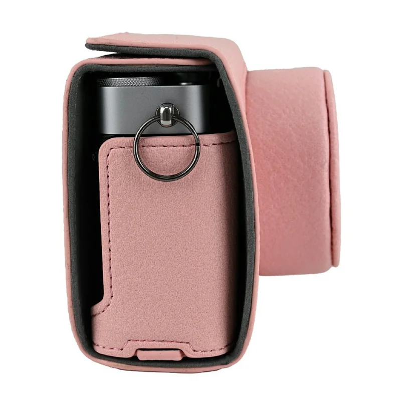 Voor Fujifilm X-E5 camerabehuizing Litchi-structuur lederen hoes met gat voor batterij en schouderriem - Roze