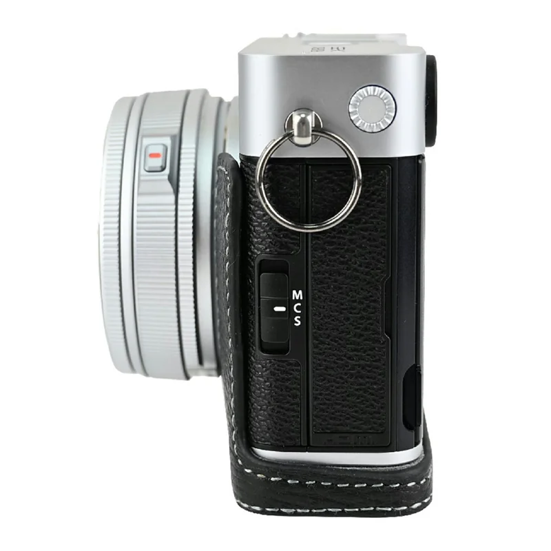 Capa Protectora para Fujifilm X-E5 em Couro Genuíno de Vaca com Acesso à Bateria - Preto
