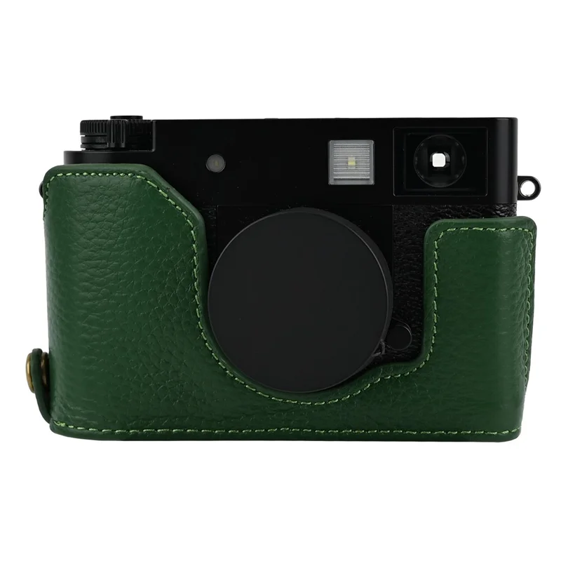 Voor Fujifilm X Half Lederen Beschermhoes van Echt Rundleder met Toegang tot Batterij - Groen