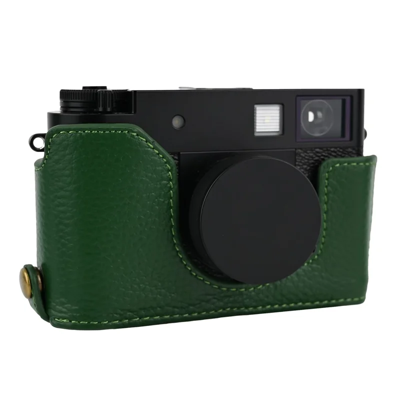 Voor Fujifilm X Half Lederen Beschermhoes van Echt Rundleder met Toegang tot Batterij - Groen