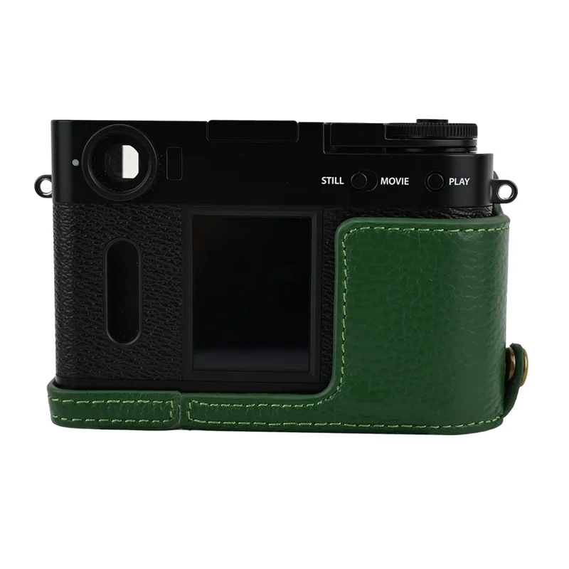 Voor Fujifilm X Half Lederen Beschermhoes van Echt Rundleder met Toegang tot Batterij - Groen