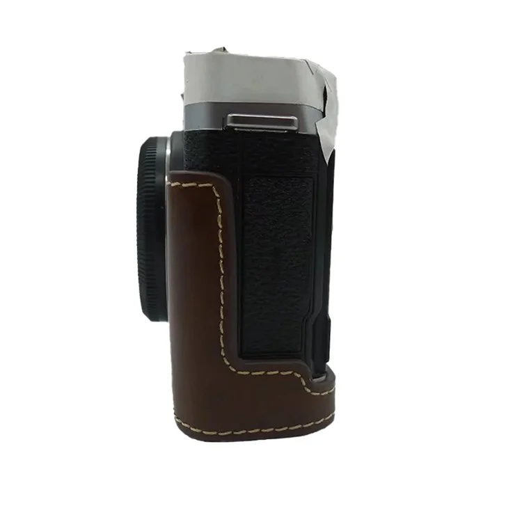 Per Fujifilm X-E4 PU Leather Camera Bottom Case Battery Opening Design Protective Half Body Cover - Caffè