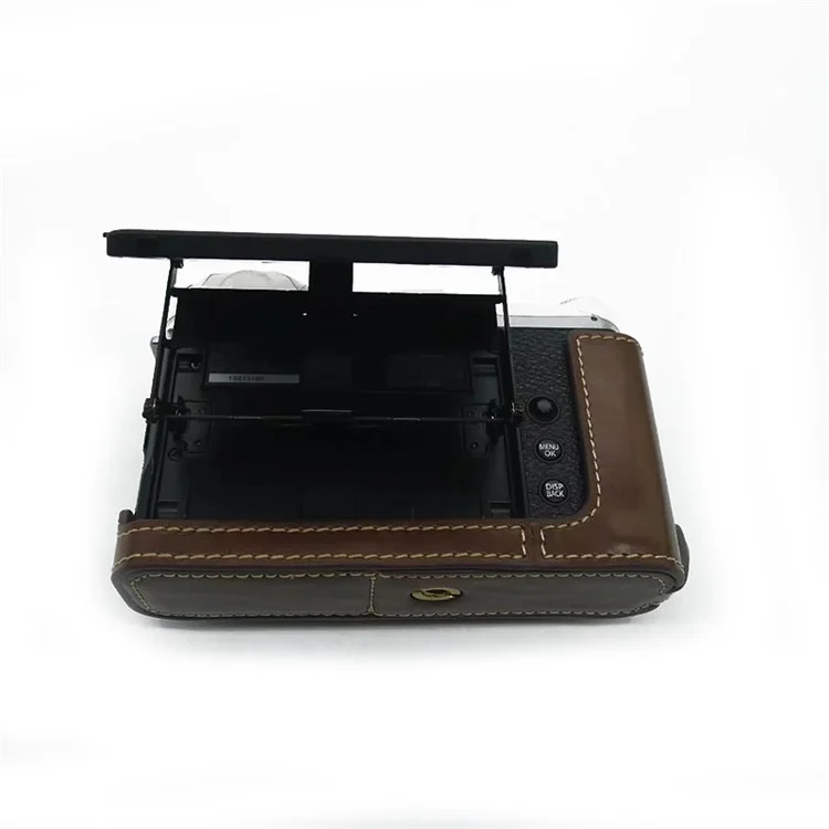 Per Fujifilm X-E4 PU Leather Camera Bottom Case Battery Opening Design Protective Half Body Cover - Caffè