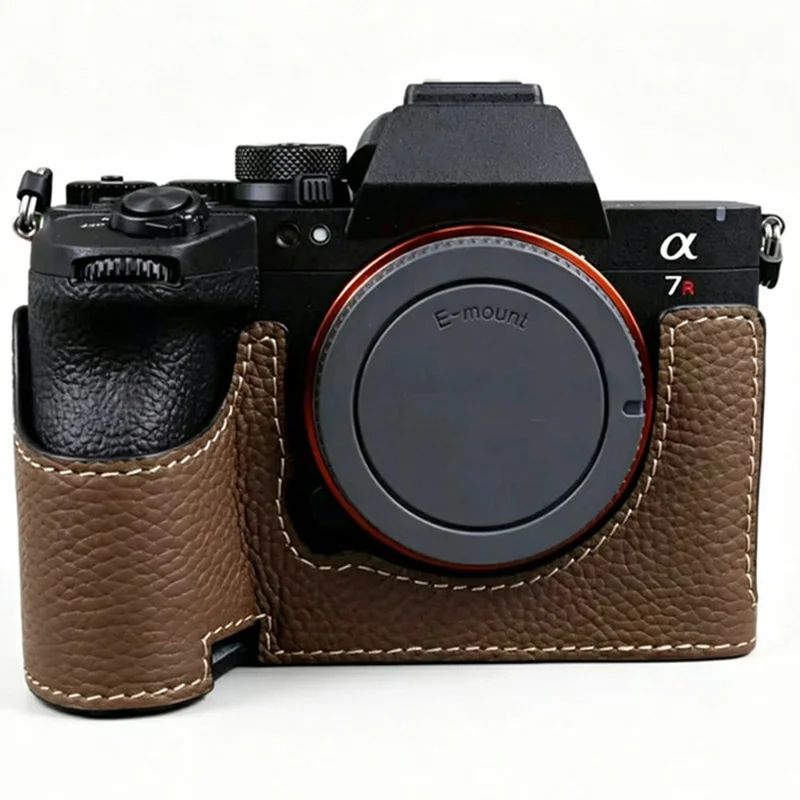Obudowa półskorupa do kamery Sony Alpha 7R VI, wykonana z prawdziwej skórki wołowej - Kolor brązowy