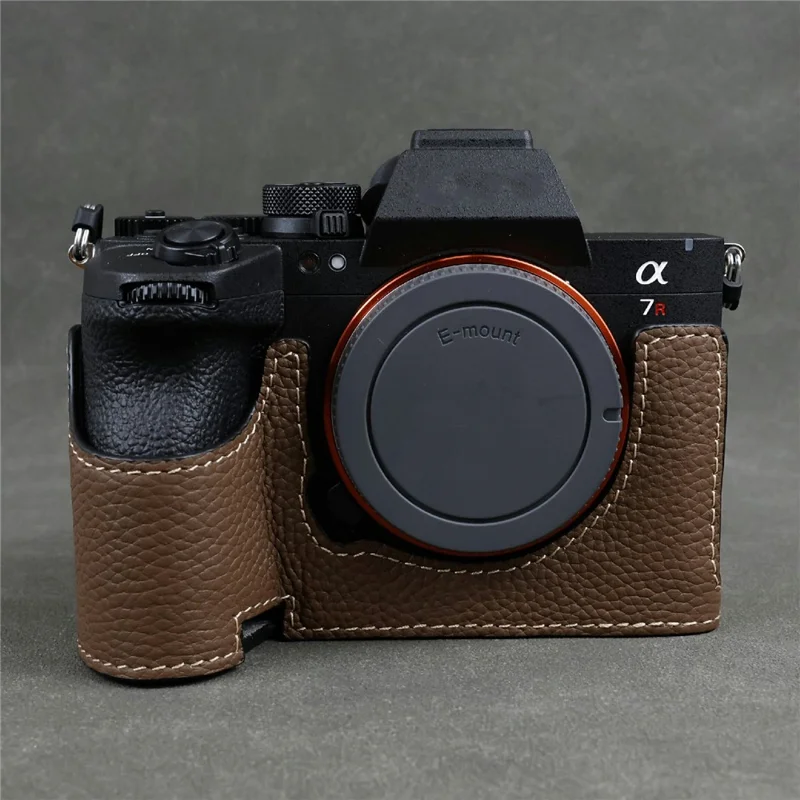 Obudowa półskorupa do kamery Sony Alpha 7R VI, wykonana z prawdziwej skórki wołowej - Kolor brązowy