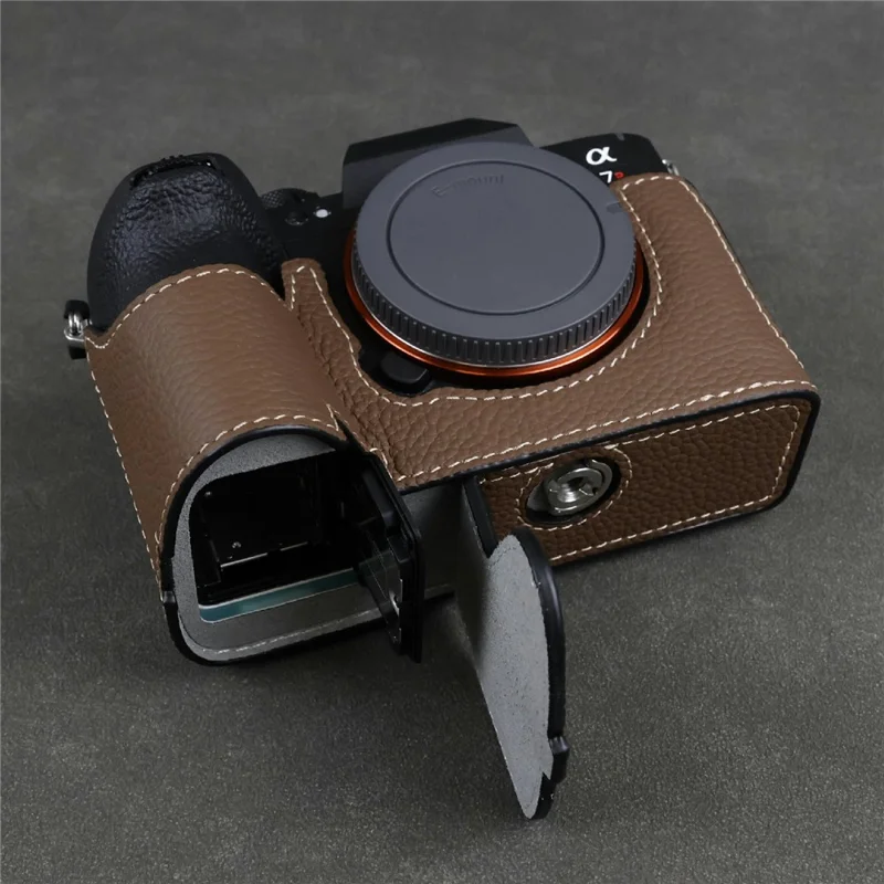 Obudowa półskorupa do kamery Sony Alpha 7R VI, wykonana z prawdziwej skórki wołowej - Kolor brązowy