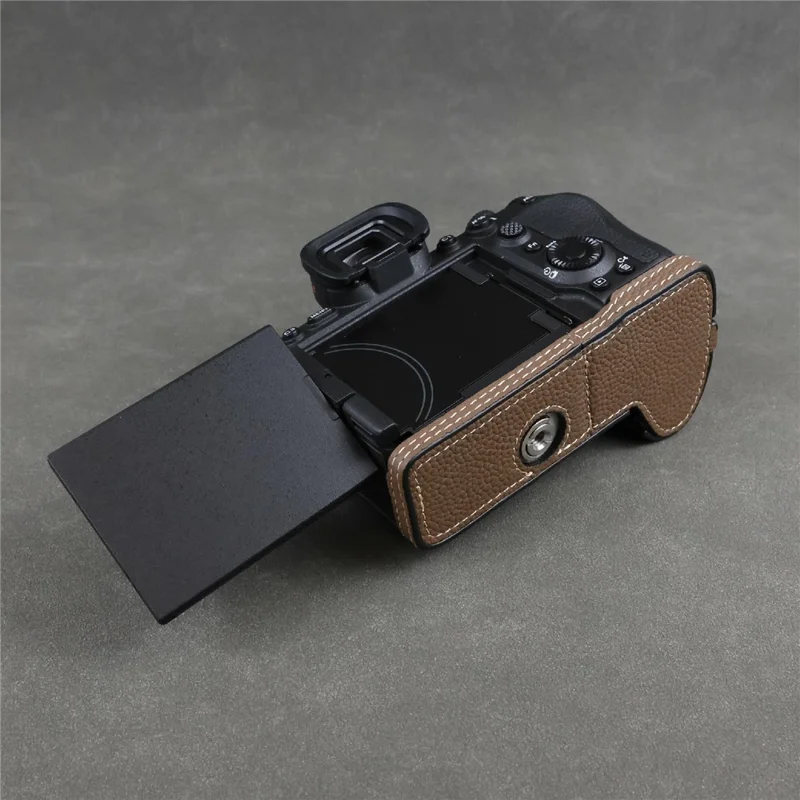Obudowa półskorupa do kamery Sony Alpha 7R VI, wykonana z prawdziwej skórki wołowej - Kolor brązowy