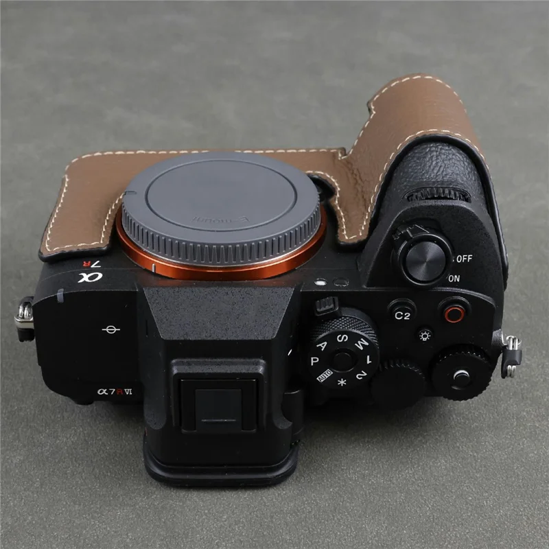 Obudowa półskorupa do kamery Sony Alpha 7R VI, wykonana z prawdziwej skórki wołowej - Kolor brązowy