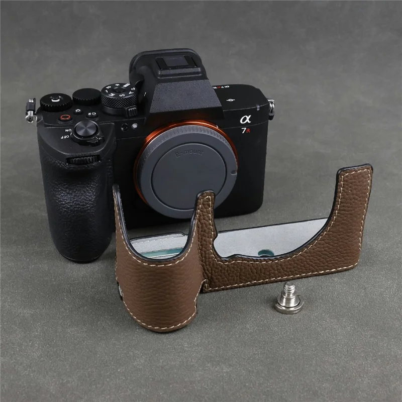 Obudowa półskorupa do kamery Sony Alpha 7R VI, wykonana z prawdziwej skórki wołowej - Kolor brązowy