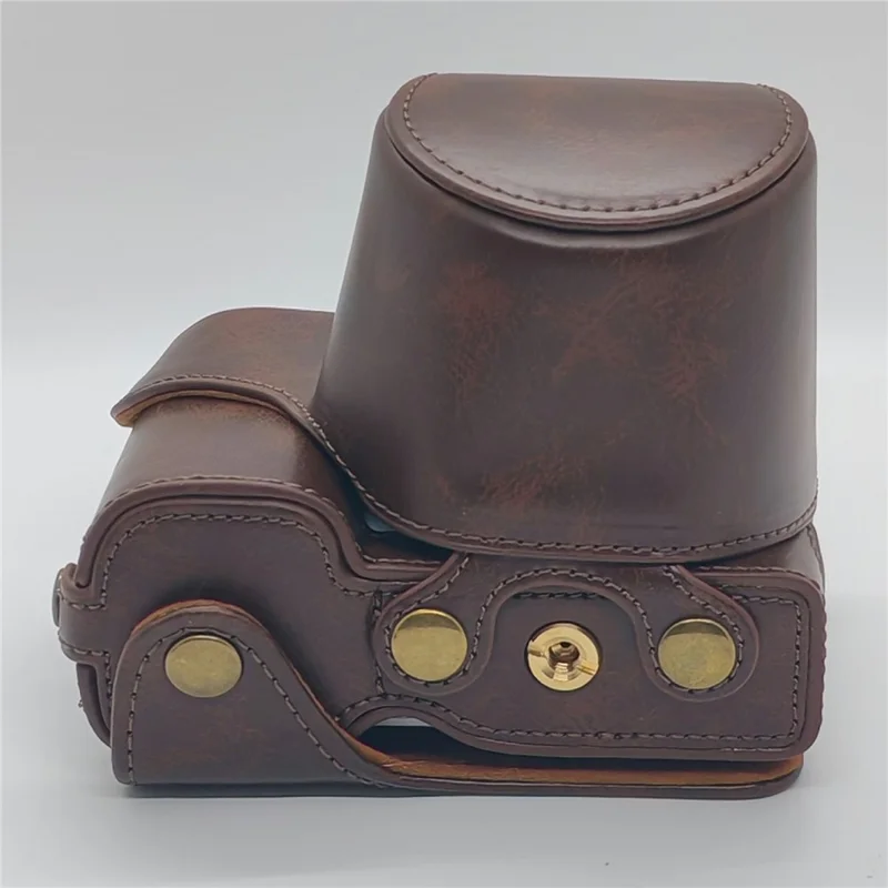 For Sony ZV-E10 Camera Case PU Leather Battery Access Opening Protective Cover with Shoulder Strap - Coffee