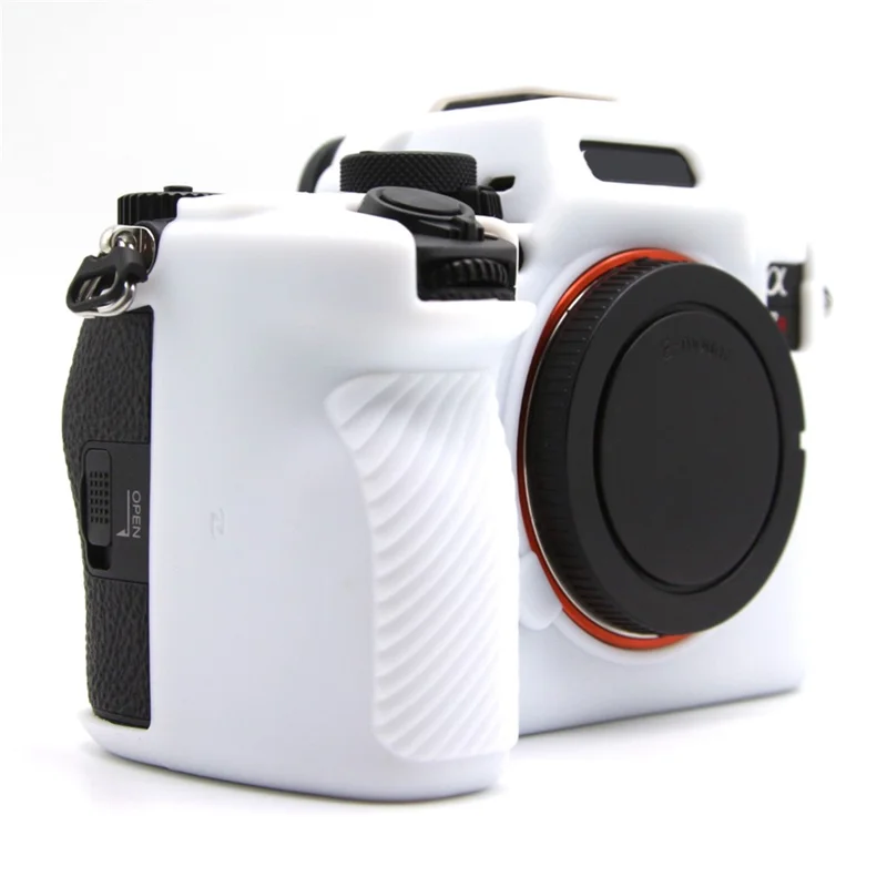 Voor Sony Alpha 7R VI Glanzend Camerahoesje Krasbestendige Siliconen Beschermlaag - Wit