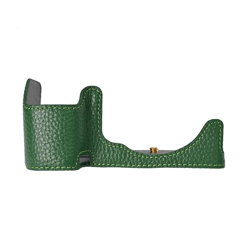 Camera Half Case For Sony A6400 / A6300 / A6100 / A6000 Genuine Cow Leather Protective Cover - Green