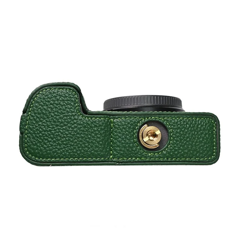 Camera Half Case For Sony A6400 / A6300 / A6100 / A6000 Genuine Cow Leather Protective Cover - Green