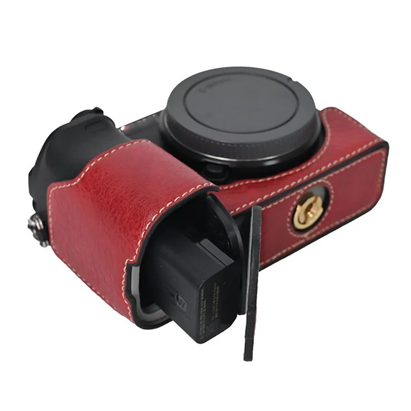 Camera Case For Sony A6400 / A6300 / A6100 / A6000 Litchi Texture PU Leather Protective Cover with Battery Access - Red