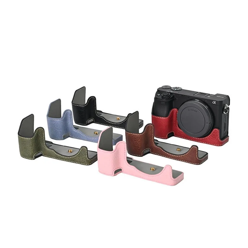 Camera Case For Sony A6400 / A6300 / A6100 / A6000 Litchi Texture PU Leather Protective Cover with Battery Access - Red