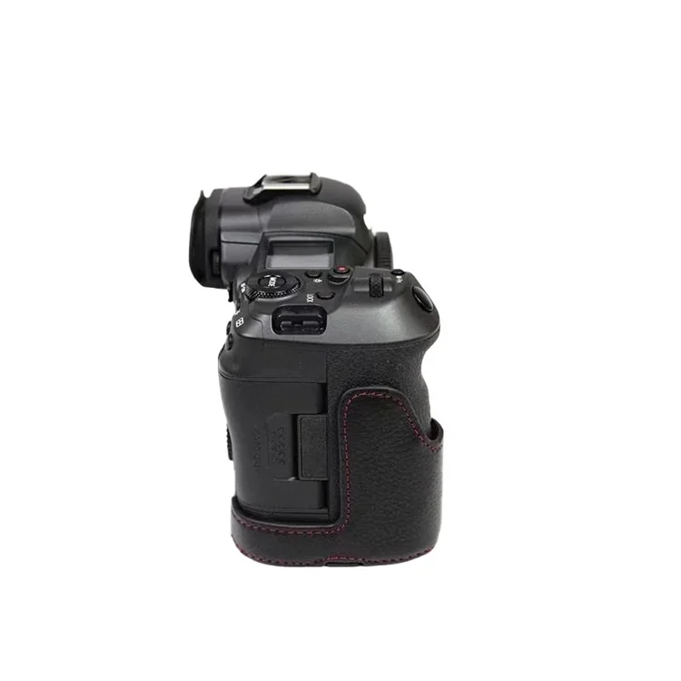 Верхний Слой Камеры Камеры Кожи Для Камеры Для Canon EOS R5 / R6 Battery Design Design Защитная Половина Корпуса - Черный