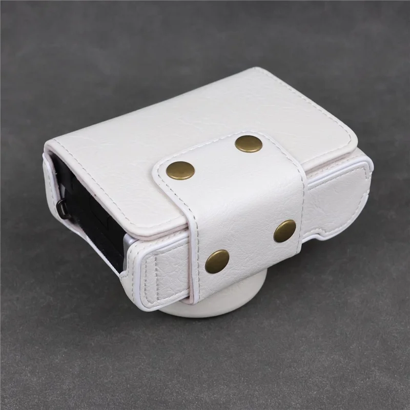 Voor Panasonic Lumix L10 Camerahouder van PU-leer Beschermhoes met Schouderriem - Wit