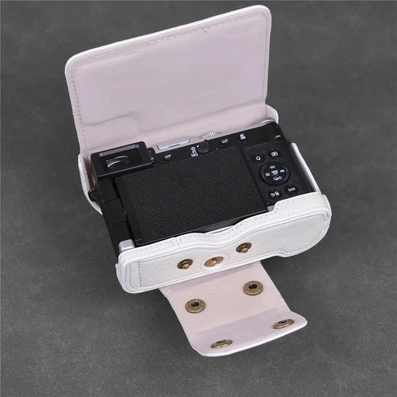 Voor Panasonic Lumix L10 Camerahouder van PU-leer Beschermhoes met Schouderriem - Wit