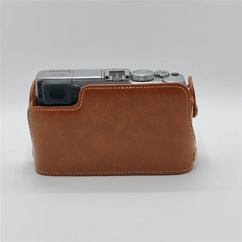 For Fujifilm X-E2 / X-E1 PU Leather Half Camera Case Screen Shield Tripod Mount Protective Cover - Brown