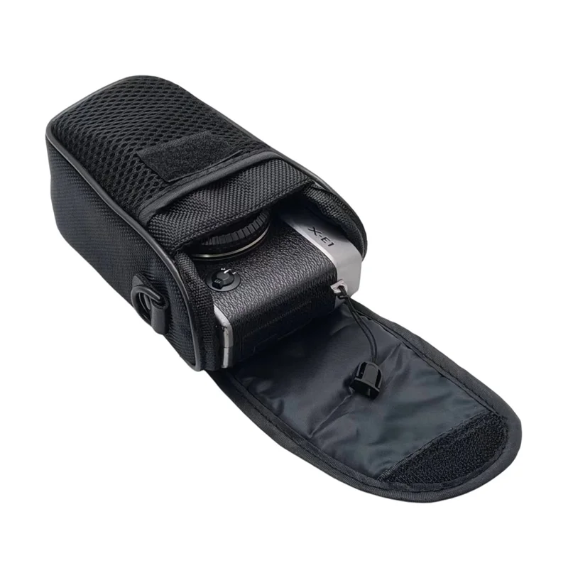 Camera Case for Fujifilm X-E1 / X-E2 1680D Fabric Magic Tape Flip Cover with Shoulder Strap - Black