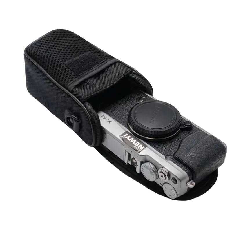 Camera Case for Fujifilm X-E1 / X-E2 1680D Fabric Magic Tape Flip Cover with Shoulder Strap - Black