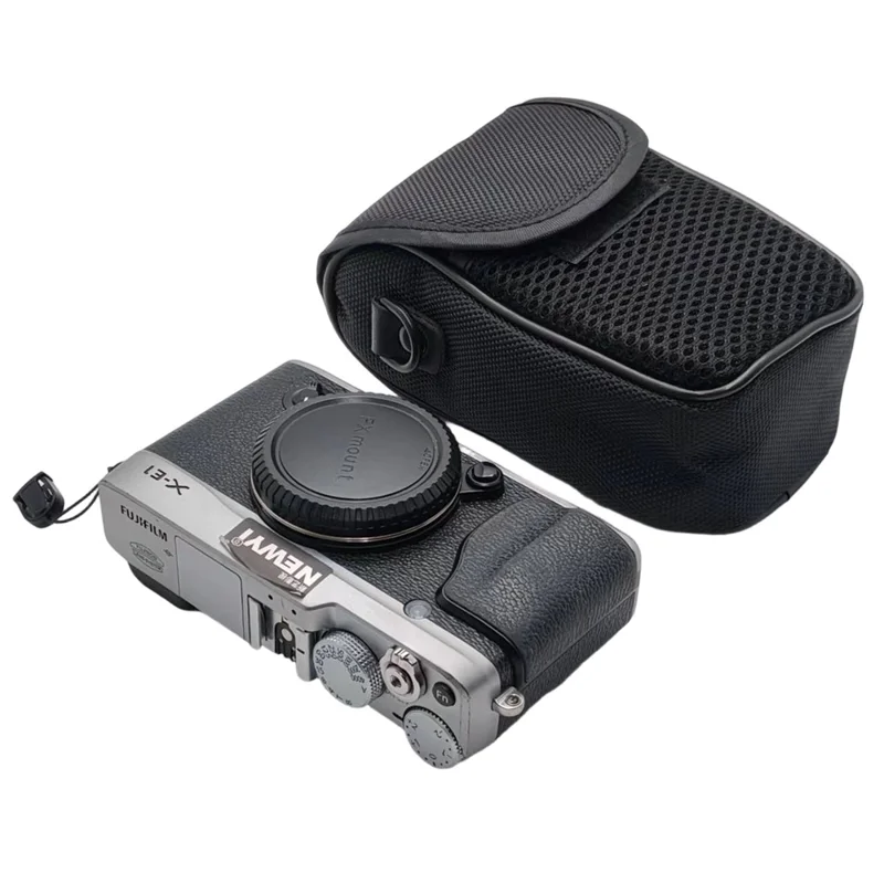 Camera Case for Fujifilm X-E1 / X-E2 1680D Fabric Magic Tape Flip Cover with Shoulder Strap - Black