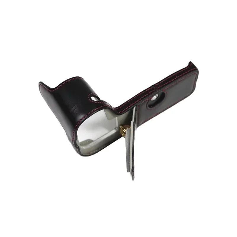 غطاء سفلي للكاميرا من جلد البولي يوريثان لل canon eos r5 / r6 / r62 بتصميم فتحة بطارية وبطانة من الفланنة غطاء واقي نصف جسم - أسود