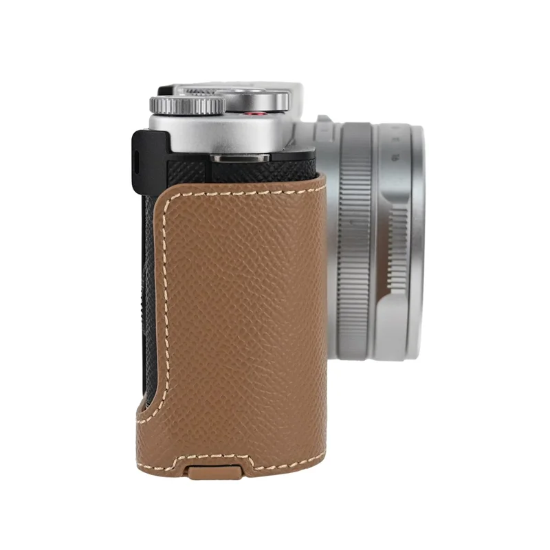 Halbes Gehäuse für Panasonic Lumix L10 Kamera mit abnehmbarem Batteriezugang, Schutzhülle aus PU-Leder - Khaki